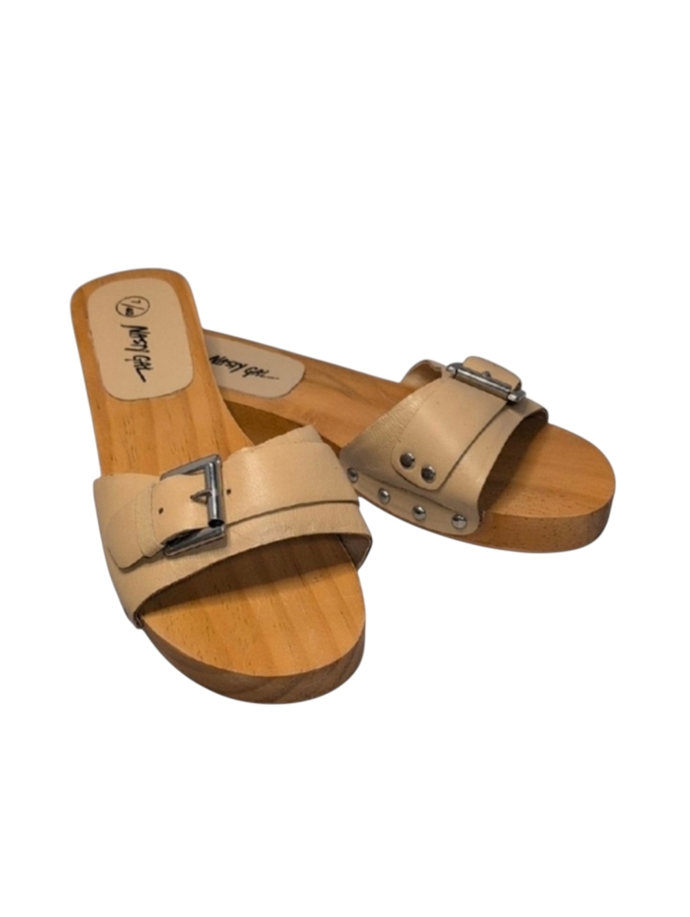 Nasty Gal Wooden Slide Clogs/Sandals Size 7/40
